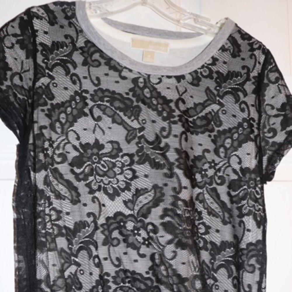 Michael Kors Black and Silver Laced Blouse